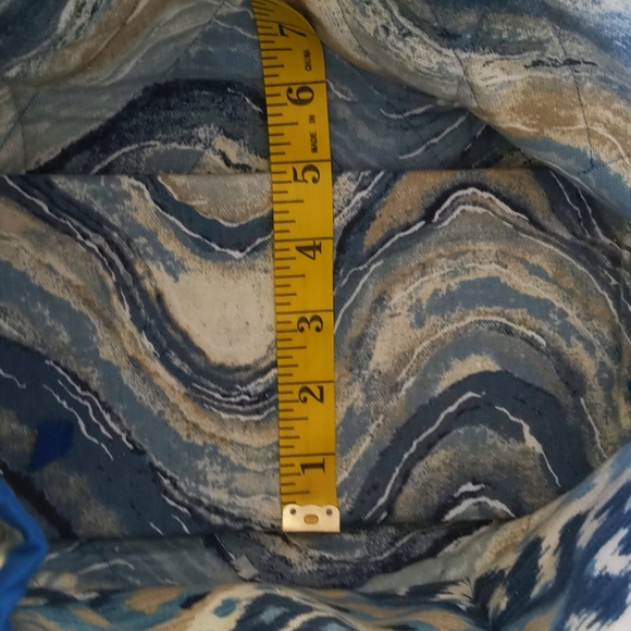 Homemade Waves Diamond Tote Beach Bag Blue Tan - Picture 13 of 16